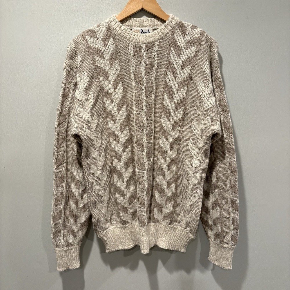 Vtg 1980s Pringle of Scotland 100% Alpaca Sweater Sz M Geometric Grandpacore
